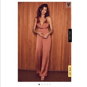 LOOK OF LUXE RUSTY ROSE SATIN WIDE-LEG JUMPSUIT